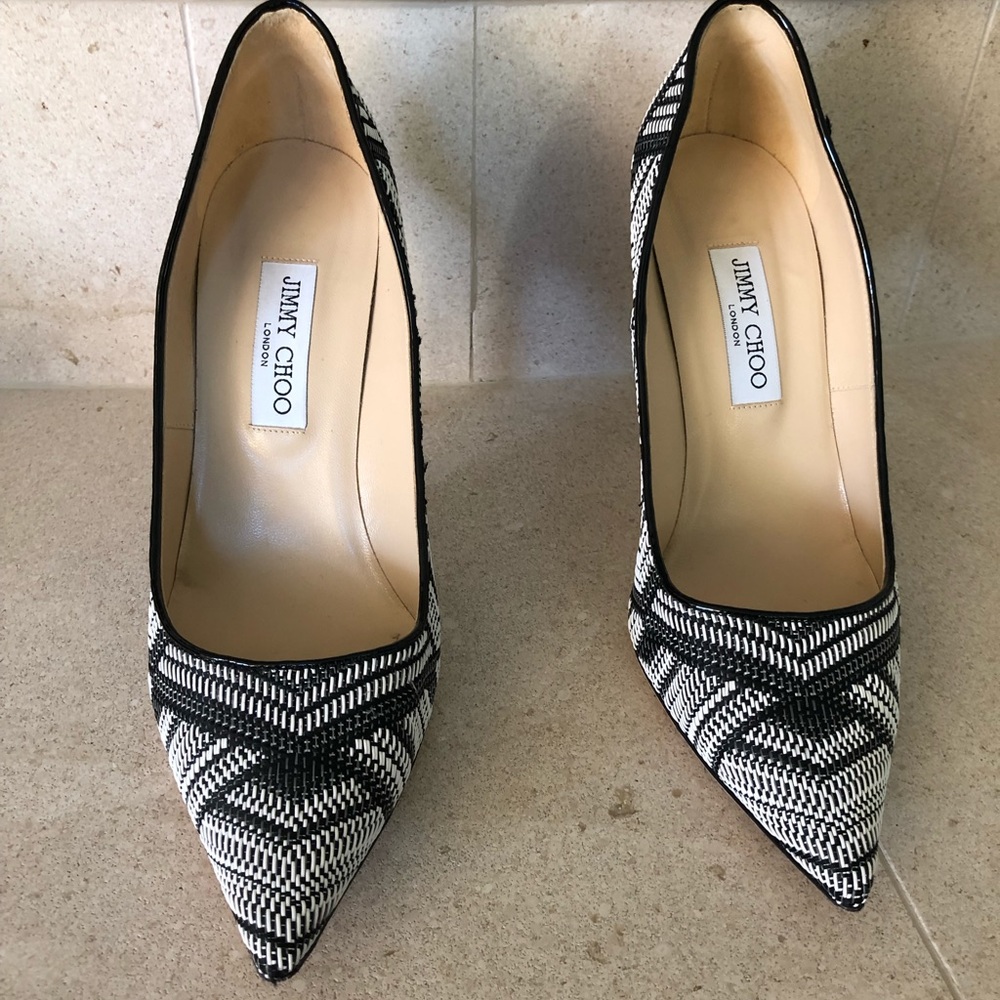 Jimmy Choo, Abel Pointed Woven Fabric Pumps